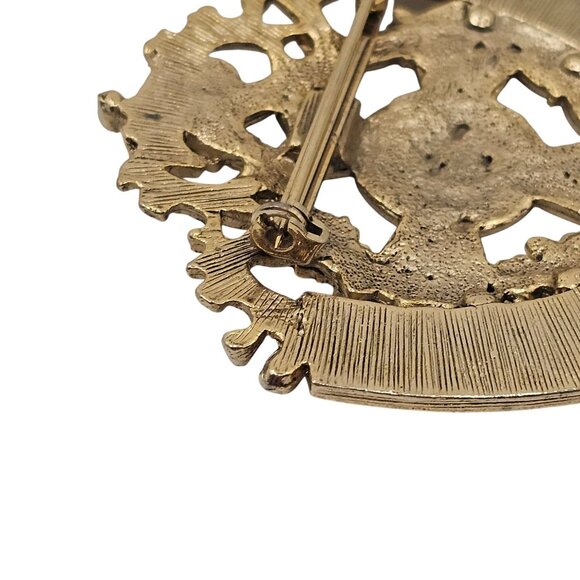 VTG Brooch Pin Masonic Lodge Do Cen' D Co-Mus Gold Tone Crest Cross Shield - Picture 10 of 14